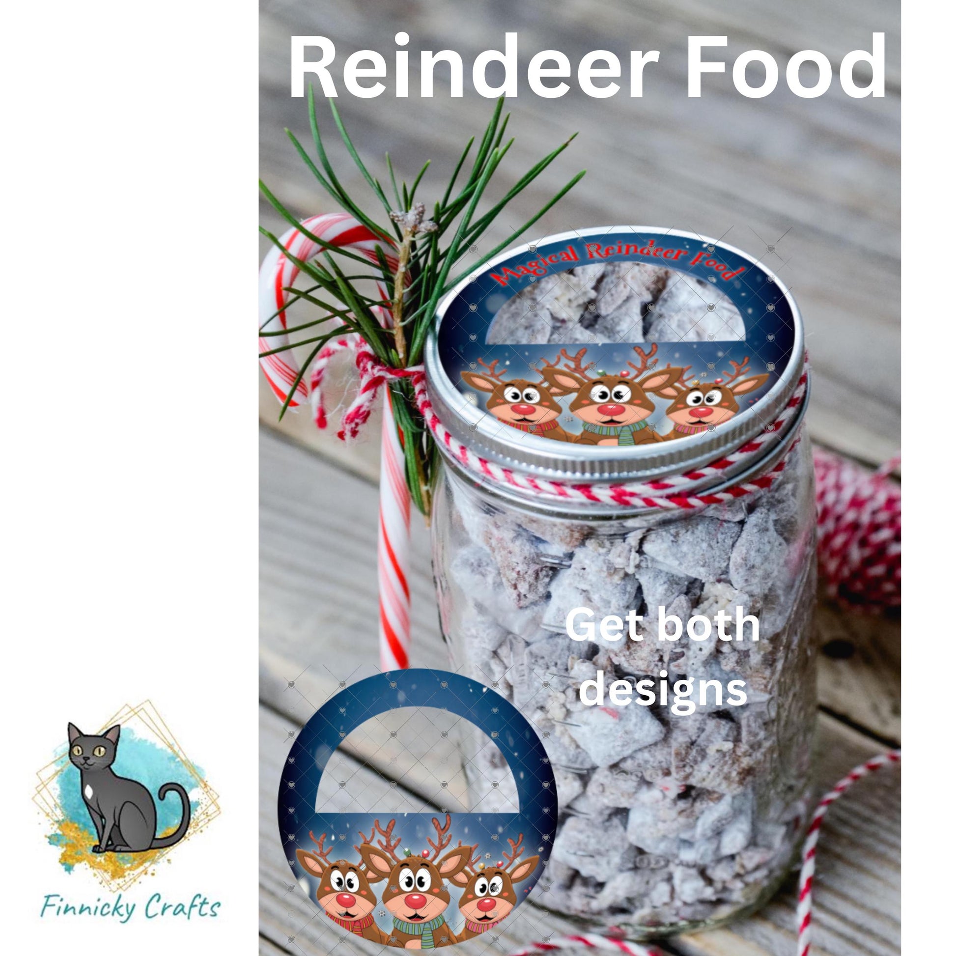 Customizable Reindeer Food Mason Jar Lid, Sublimation, PNG, Digital Design