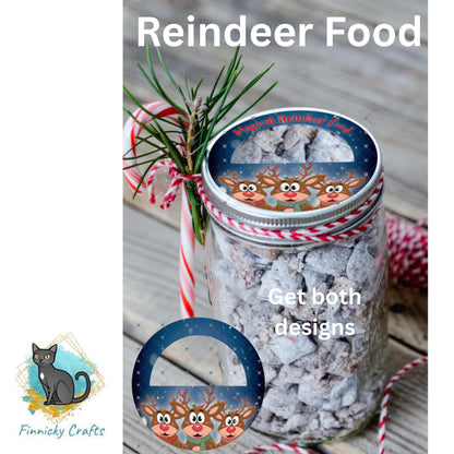 Customizable Reindeer Food Mason Jar Lid, Sublimation, PNG, Digital Design