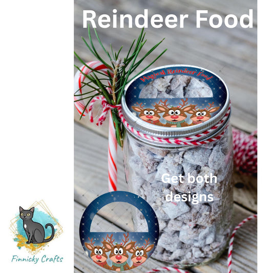 Customizable Reindeer Food Mason Jar Lid, Sublimation, PNG, Digital Design