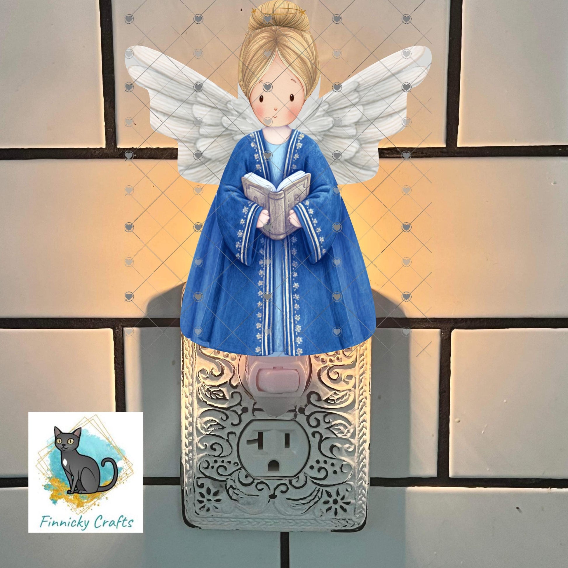 Angels - Bundle - earrings, night light, sign - Christmas Ornament Digital File, Night Light