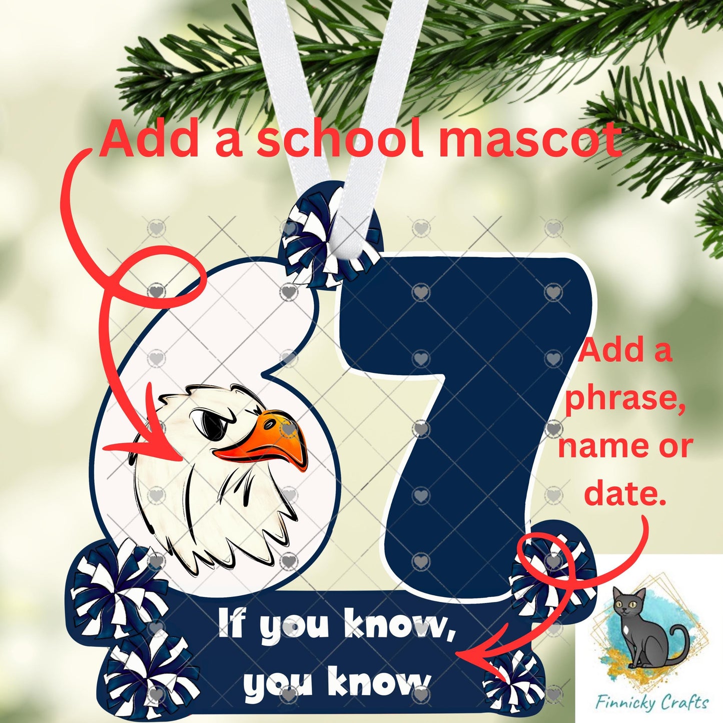 6 7 Ornament, School colors, Christmas, Customizable, Personalize, Sublimation, Digital, PNG, Design, Download Only, Night Light