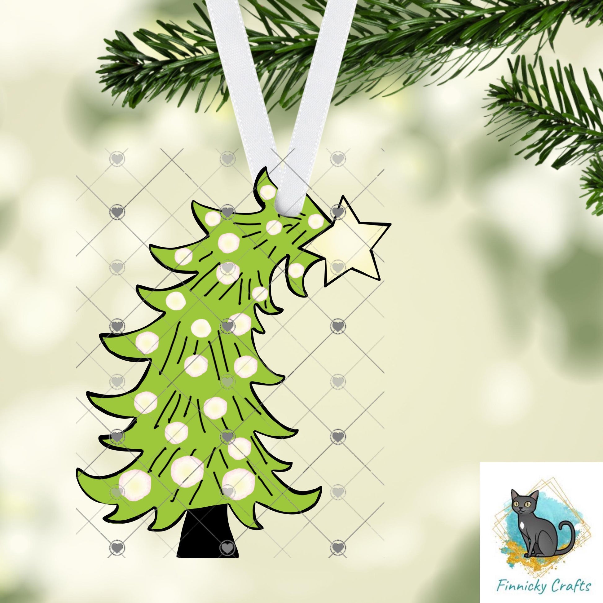 Green Whimsical tree, Earrings Design, Sublimation Decorations, Ornaments, DTF, Night Light