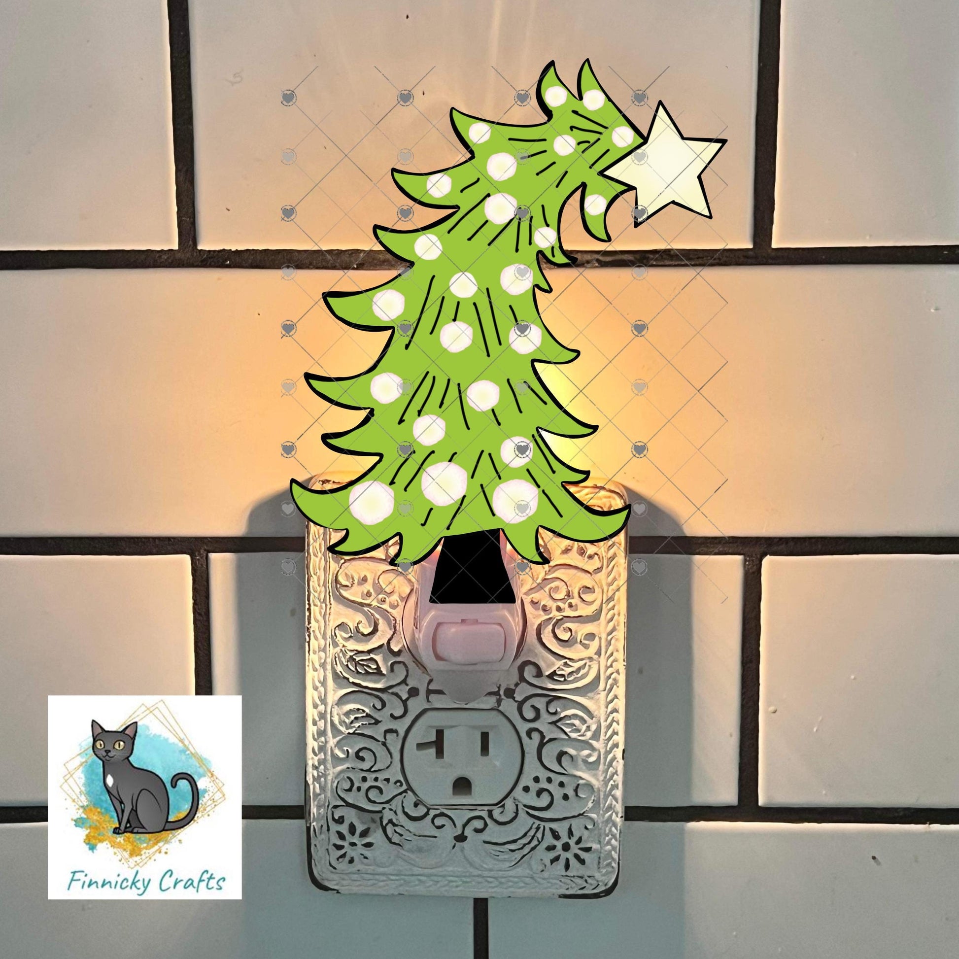 Green Whimsical tree, Earrings Design, Sublimation Decorations, Ornaments, DTF, Night Light