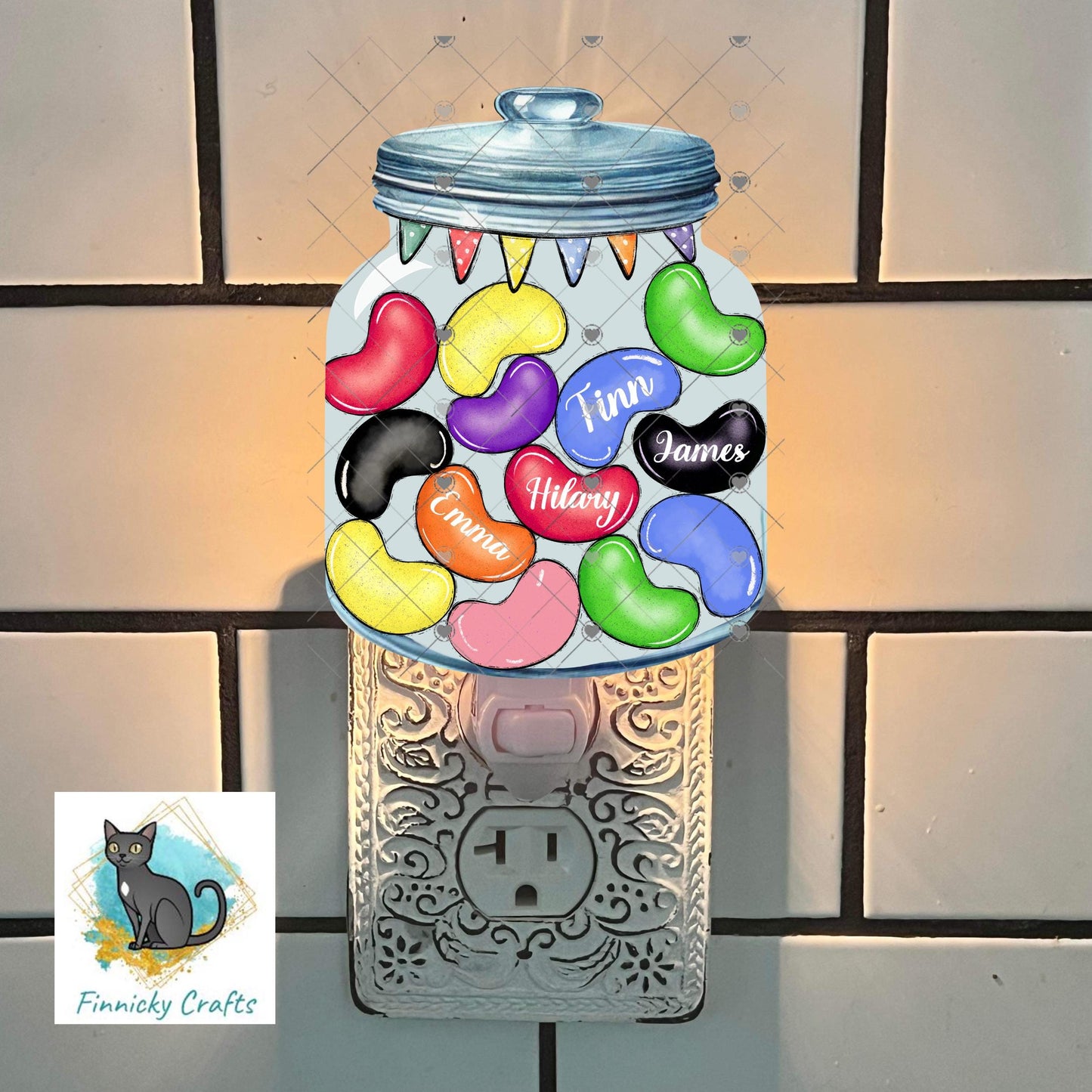 Jelly Bean Jar Nightlight, Earrings, DTF, Ornament, Easter, Sublimation Design (Digital Design), Add Names, Personalizable