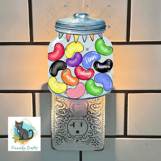 Jelly Bean Jar Nightlight, Earrings, DTF, Ornament, Easter, Sublimation Design (Digital Design), Add Names, Personalizable