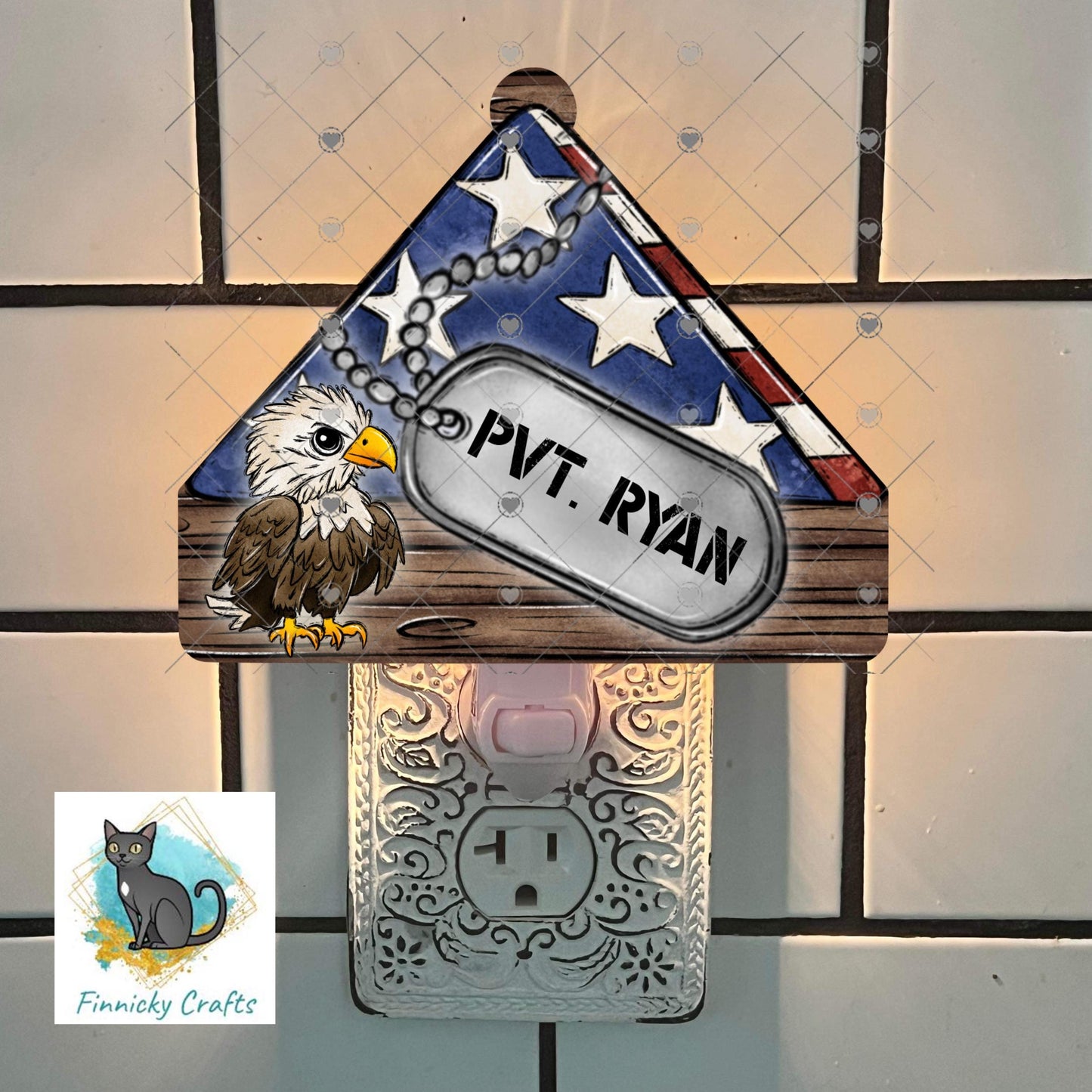 Customizable, Folded Flag, Dog Tag, Patriotic Sign PNG, Sublimation Design (Digital), DTF