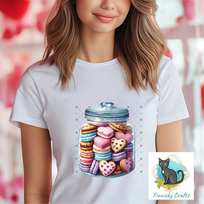 Heart-shaped Cookies/Macarons in a Jar Nightlight, Earrings, Ornament, DTF, Sublimation Design (Digital Design)
