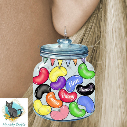 Jelly Bean Jar Nightlight, Earrings, DTF, Ornament, Easter, Sublimation Design (Digital Design), Add Names, Personalizable
