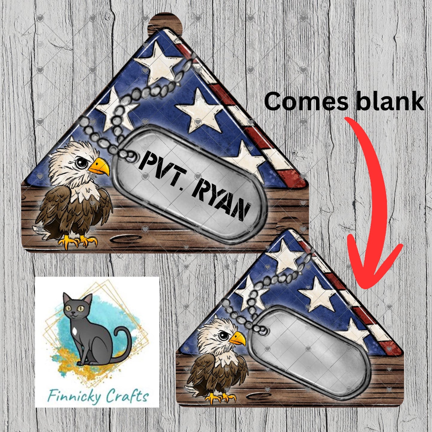 Customizable, Folded Flag, Dog Tag, Patriotic Sign PNG, Sublimation Design (Digital), DTF