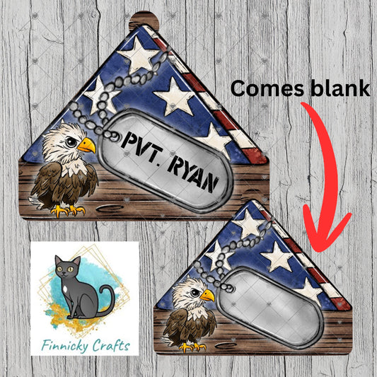 Customizable, Folded Flag, Dog Tag, Patriotic Sign PNG, Sublimation Design (Digital), DTF