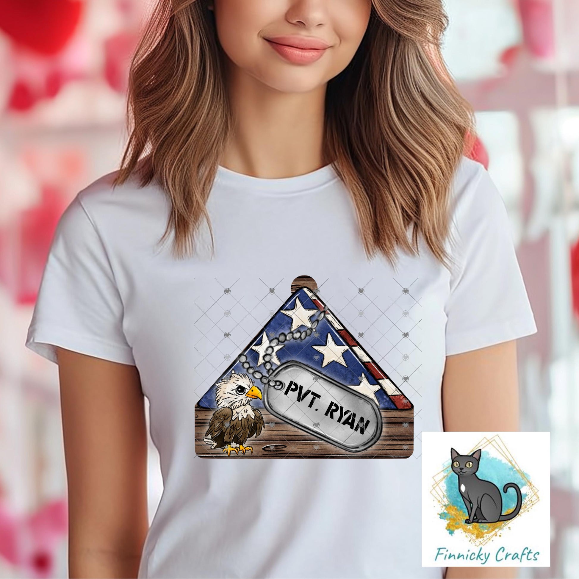 Customizable, Folded Flag, Dog Tag, Patriotic Sign PNG, Sublimation Design (Digital), DTF