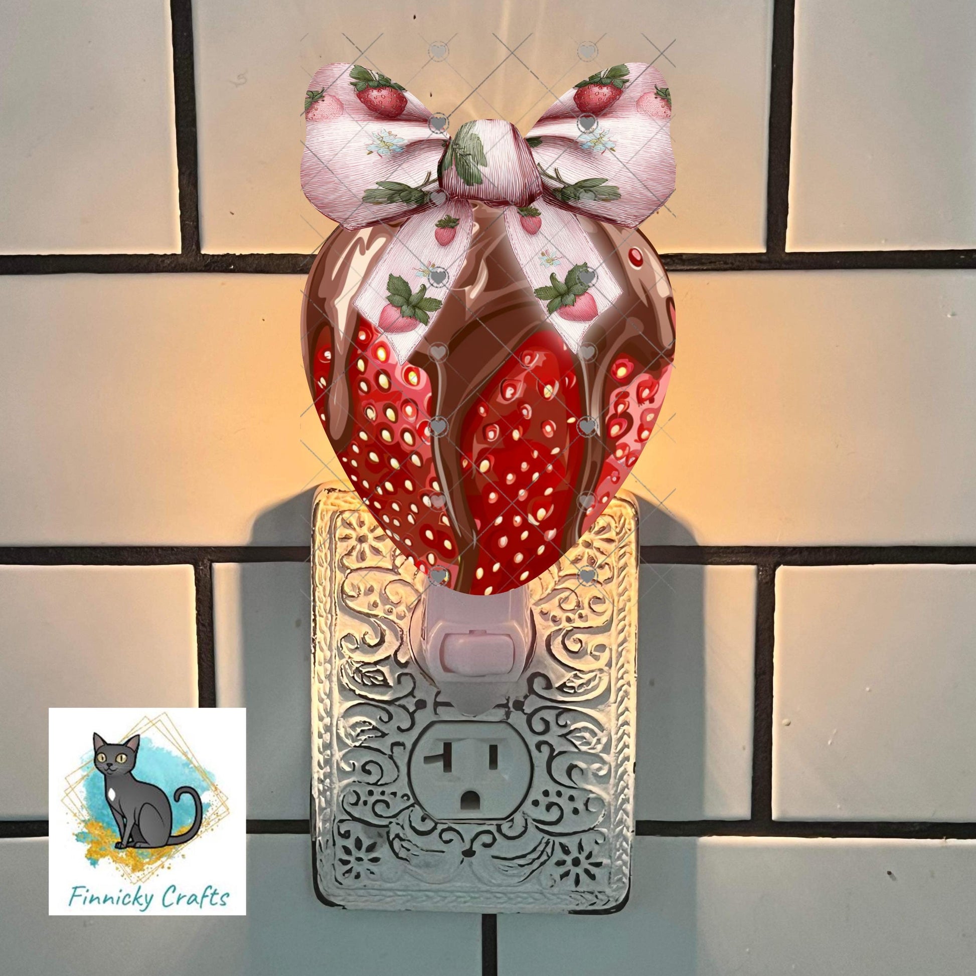 Strawberry with Bow - Sublimation Design Png Template - Gift, Earrings, Night Light, keyring, DTF