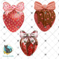 Strawberry with Bow - Sublimation Design Png Template - Gift, Earrings, Night Light, keyring, DTF