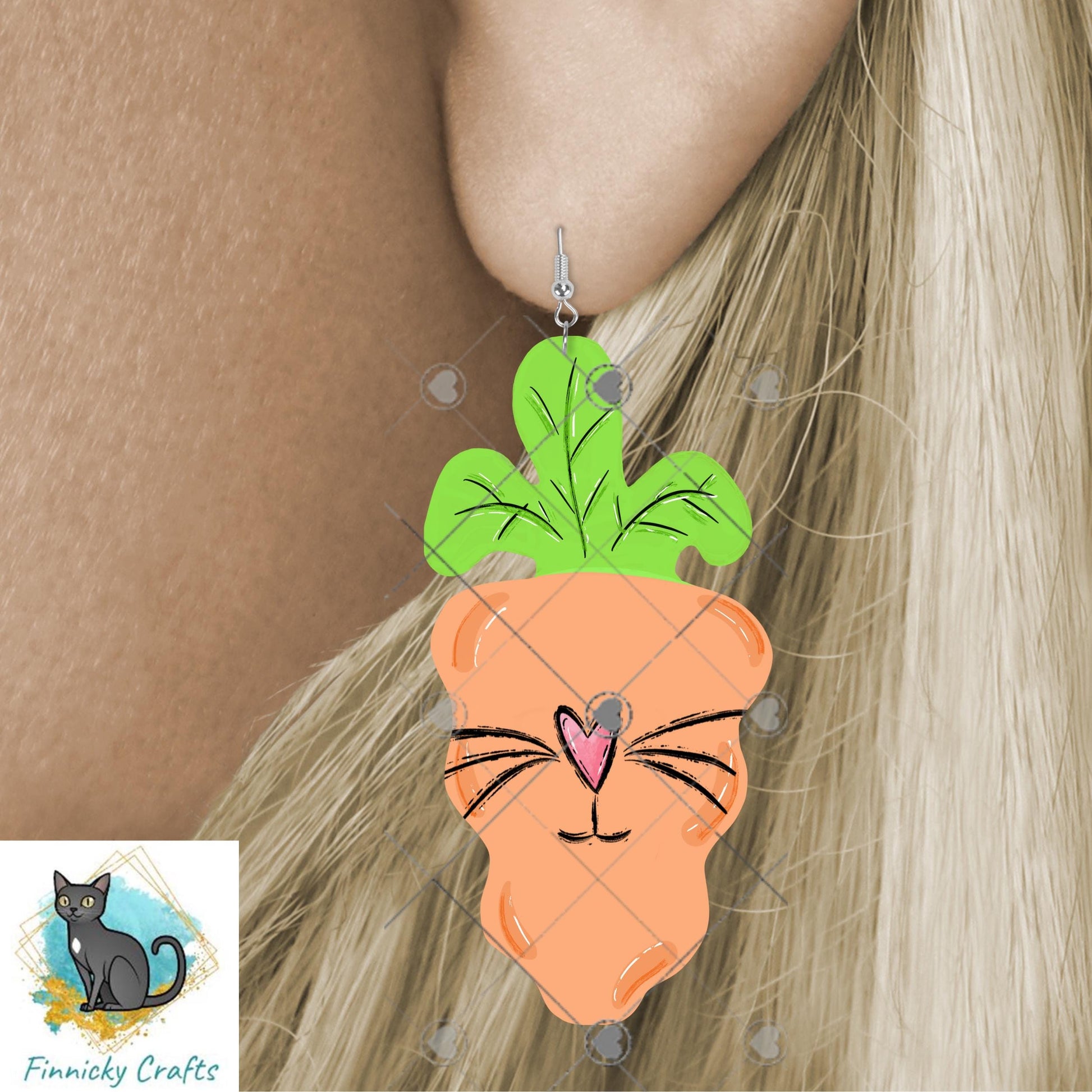 Wavy Carrot Easter Earring Design, PNG (Digital Download)