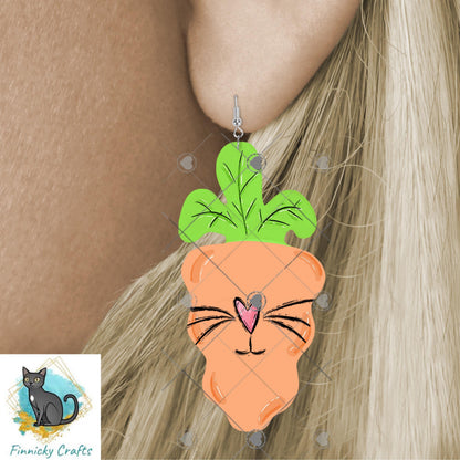 Wavy Carrot Easter Earring Design, PNG (Digital Download)