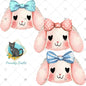 Furry Bunny Head with Bow, PNG, Sublimation Design, Earrings, Night Light, Home Decor (Digital Download)