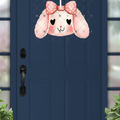 Furry Bunny Head with Bow, PNG, Sublimation Design, Earrings, Night Light, Home Decor (Digital Download)