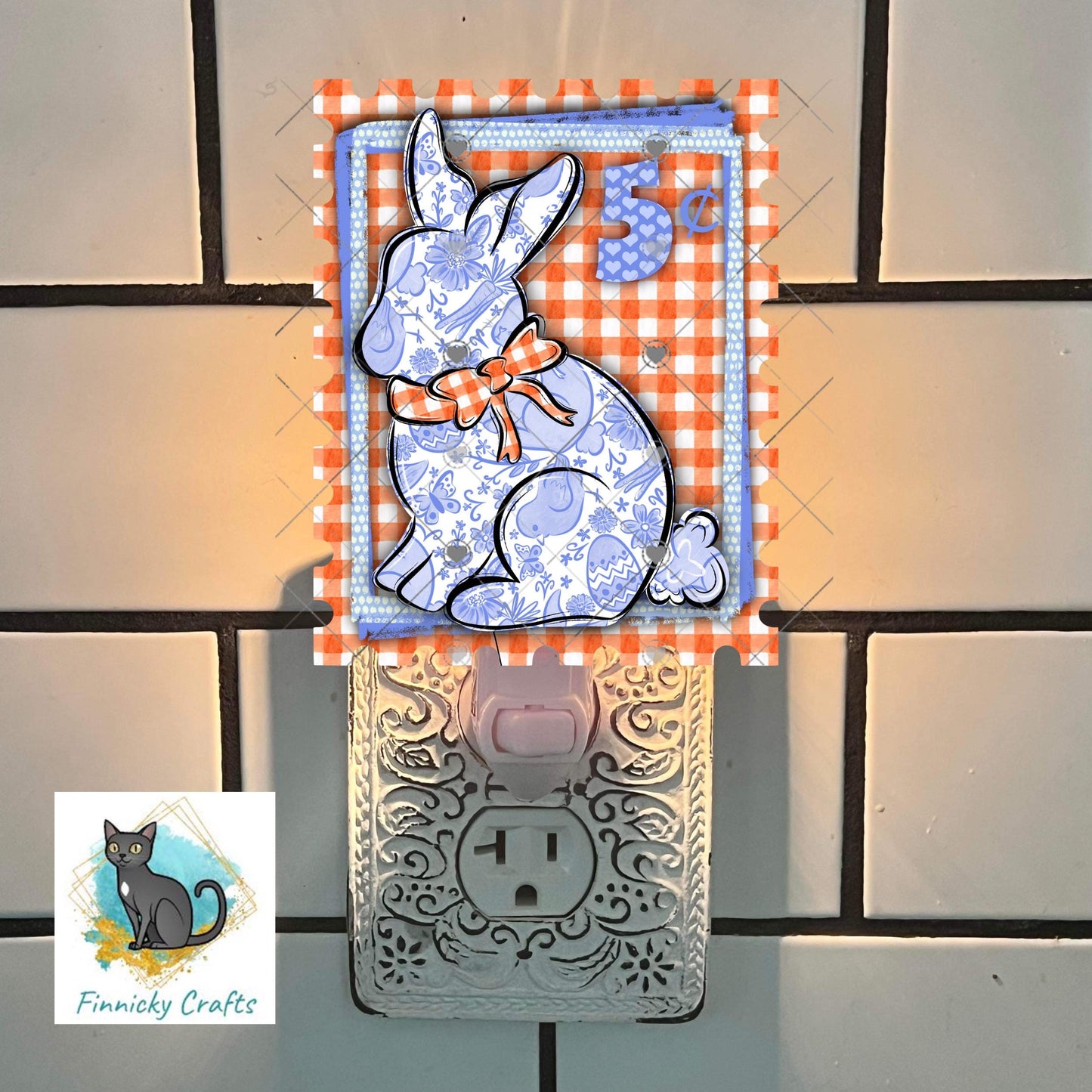 Easter Bunny Stamp Ornament, Earrings, Night Light, DTF, Home Decor (Digital PNG Download)