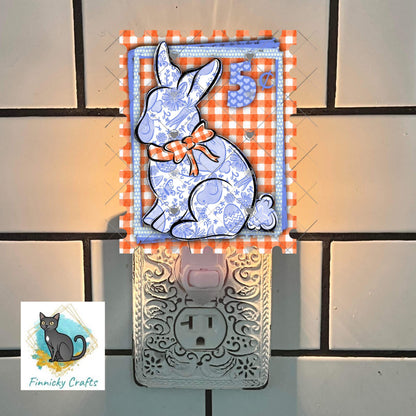 Easter Bunny Stamp Ornament, Earrings, Night Light, DTF, Home Decor (Digital PNG Download)