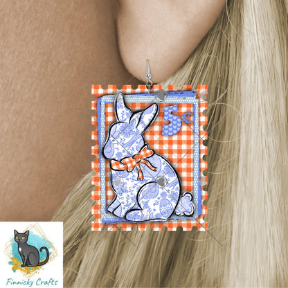Easter Bunny Stamp Ornament, Earrings, Night Light, DTF, Home Decor (Digital PNG Download)