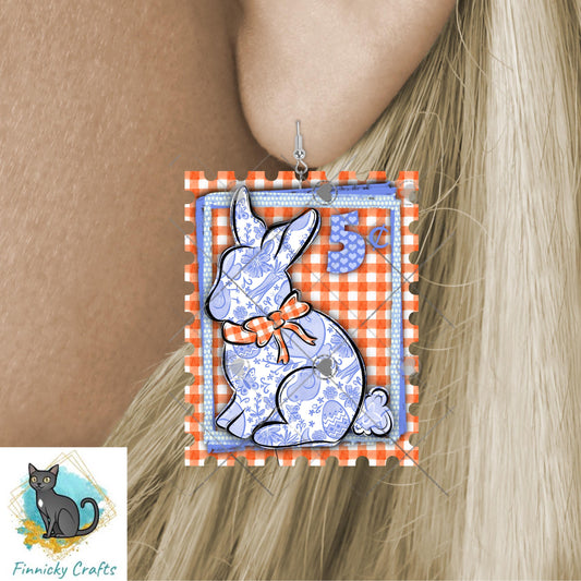 Easter Bunny Stamp Ornament, Earrings, Night Light, DTF, Home Decor (Digital PNG Download)