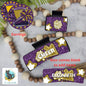 Cheer Hair Clip and Earrings, Large and Small - Add Personalization or comes with “Cheer” Digital Download - Purple and Gold