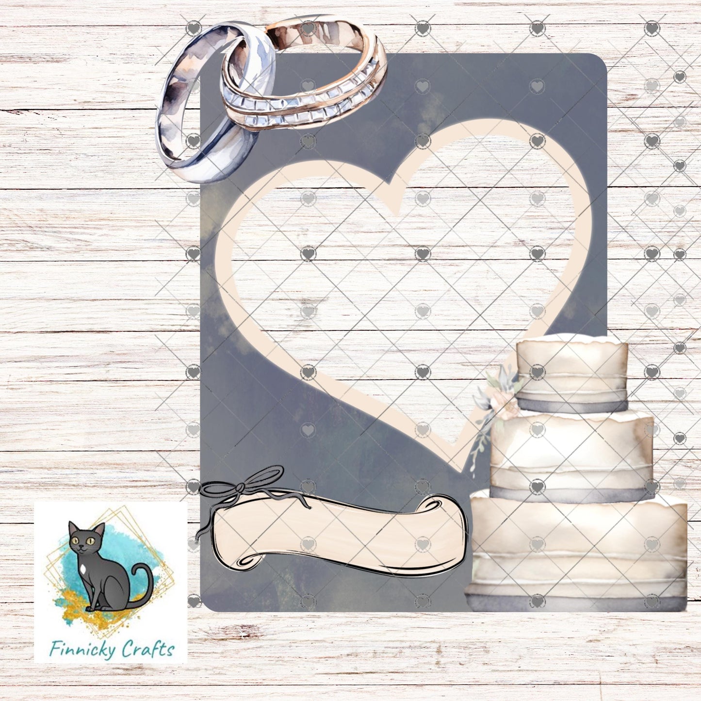 Wedding Rings and Cake Frame Sublimation Sign, personalize, customize (Digital Design)