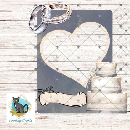 Wedding Rings and Cake Frame Sublimation Sign, personalize, customize (Digital Design)