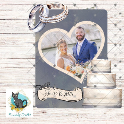 Wedding Rings and Cake Frame Sublimation Sign, personalize, customize (Digital Design)