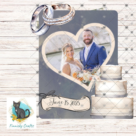 Wedding Rings and Cake Frame Sublimation Sign, personalize, customize (Digital Design)
