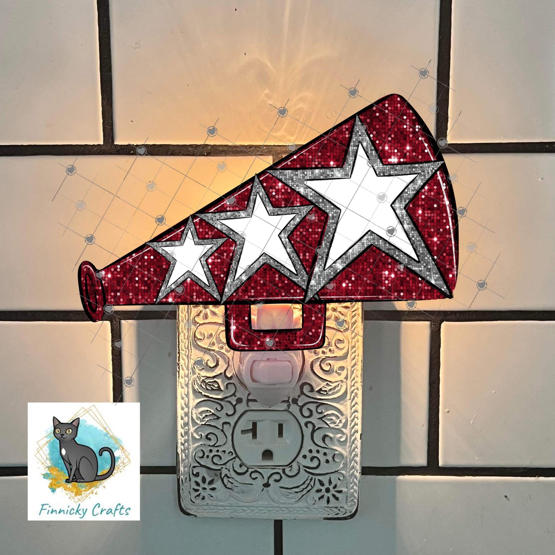 Megaphone, Cheer, Earrings, Badge Reel, Night Light, DTF, Ornament Add Personalization Christmas Ornament Digital File - 3 colors