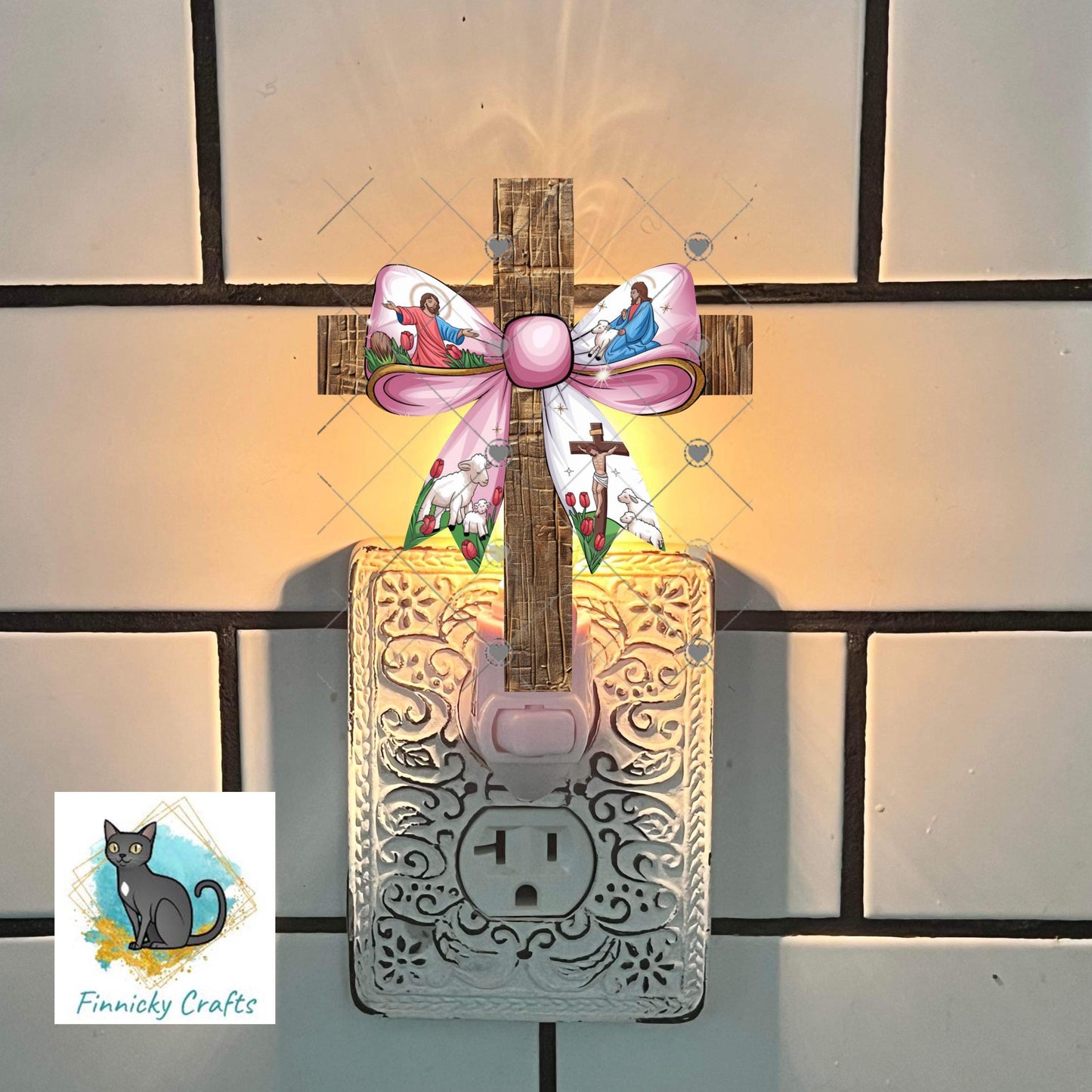 Cross with Easter Bow, Sublimation, Digital, PNG Design, Download for Earrings, Wall Decor, Door Hanger