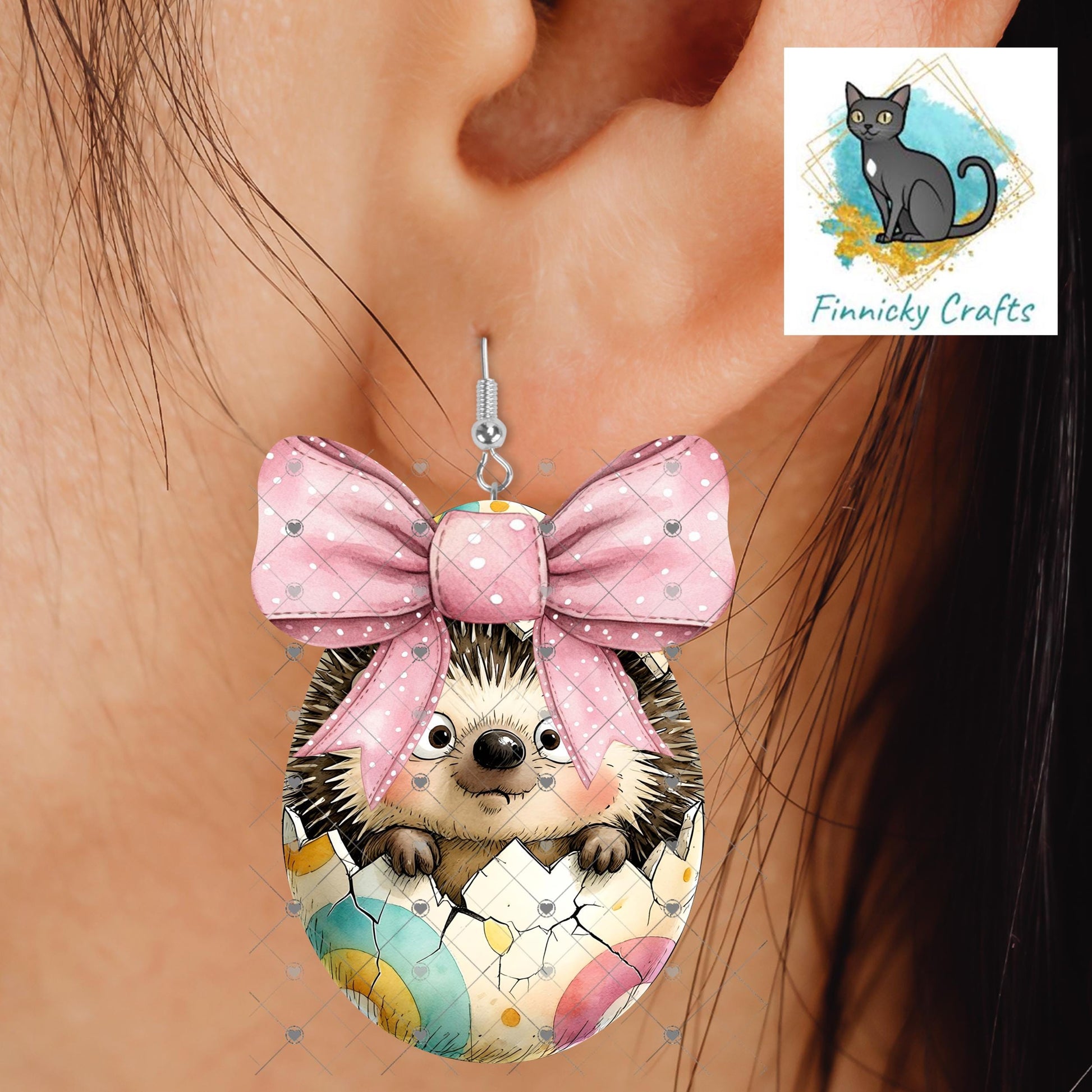 Easter Eggs with Bows – Sublimation Design (PNG), Digital Design, DTF, chick, dog, hedgehog