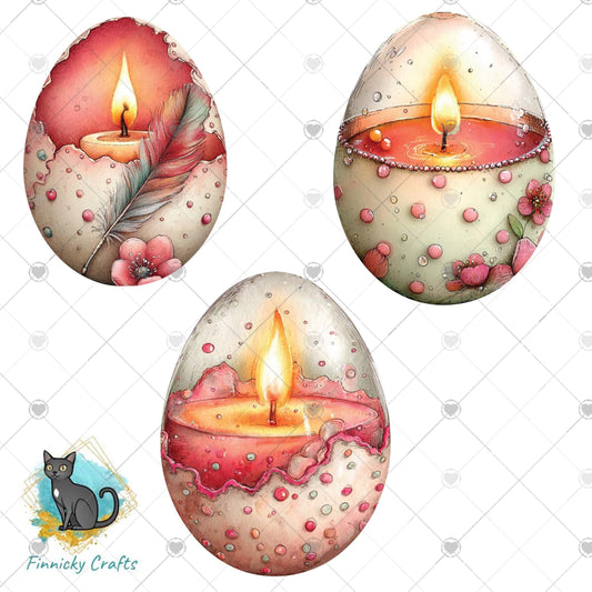 Easter Egg Candles Sublimation Design – PNG for Earrings & Charms, Badge Reels, Home Decor, DTF, Night Light