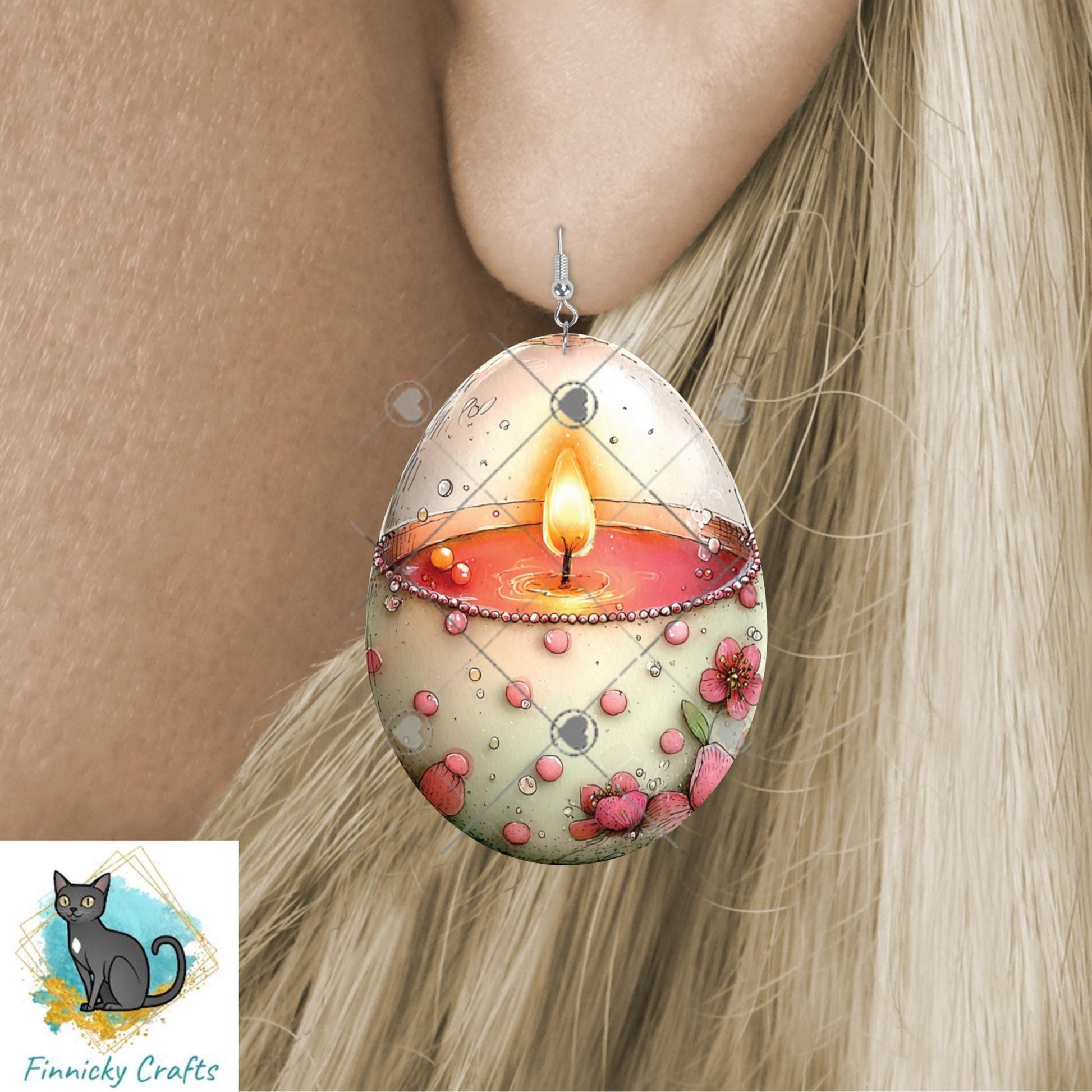 Easter Egg Candles Sublimation Design – PNG for Earrings & Charms, Badge Reels, Home Decor, DTF, Night Light
