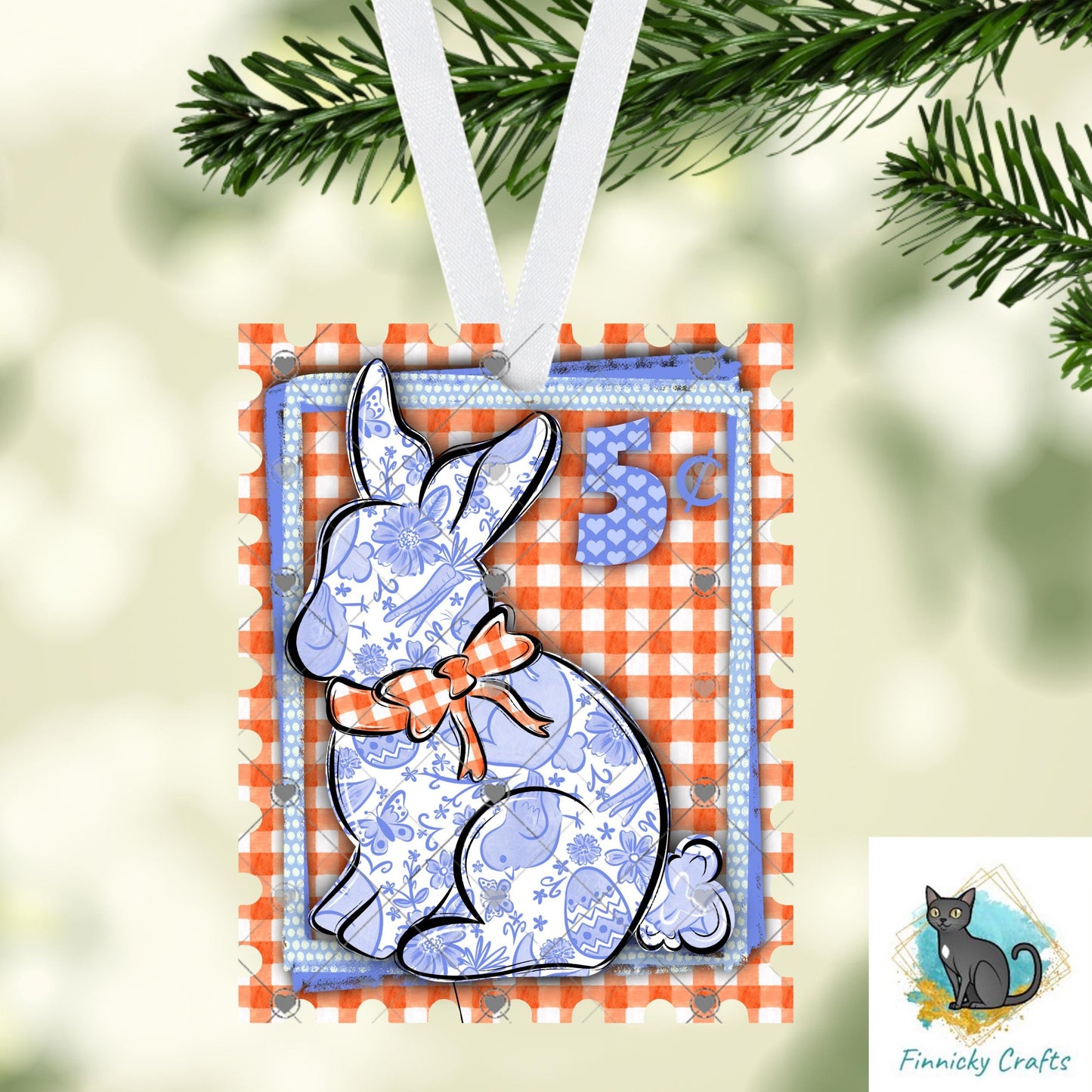 Easter Bunny Stamp Ornament, Earrings, Night Light, DTF, Home Decor (Digital PNG Download)