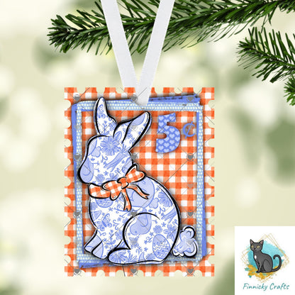 Easter Bunny Stamp Ornament, Earrings, Night Light, DTF, Home Decor (Digital PNG Download)