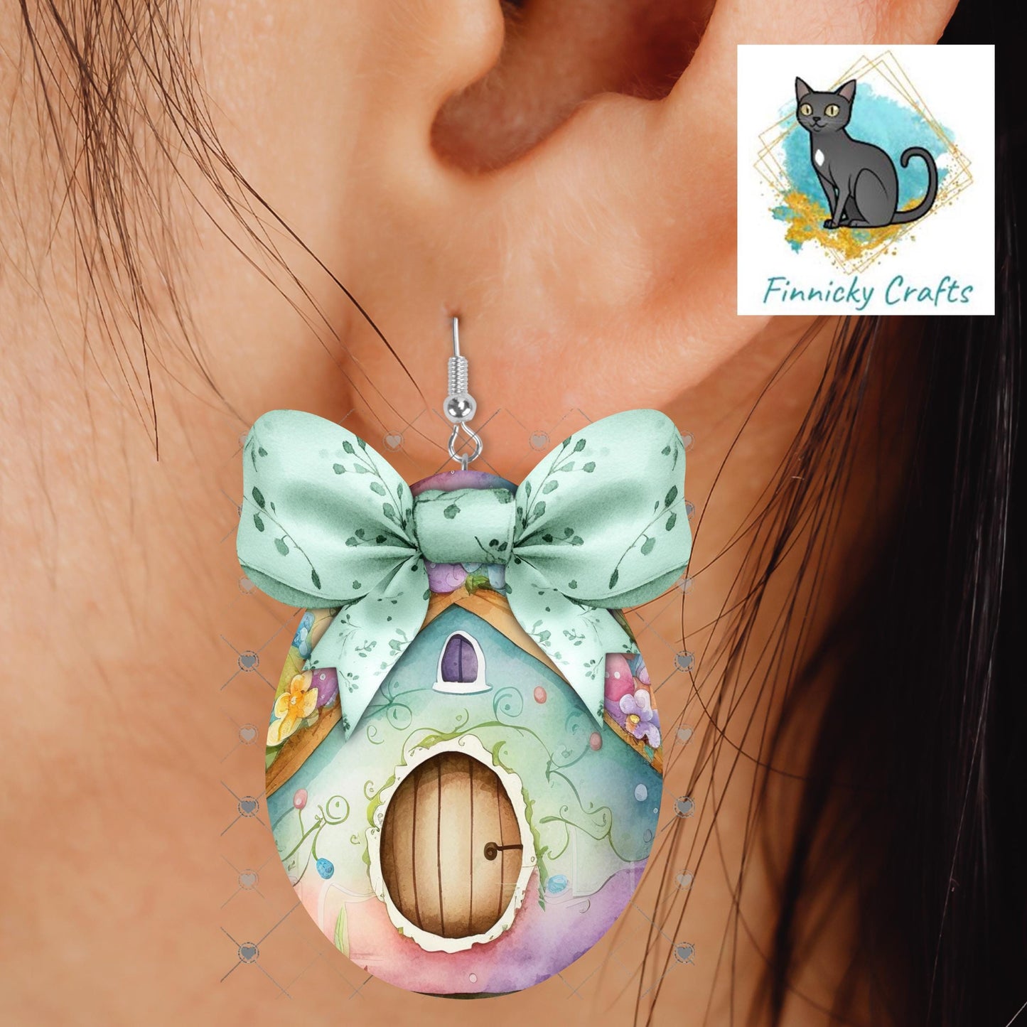 Easter Eggs with Bows – Sublimation Design (PNG), Digital Design, DTF, fairy houses