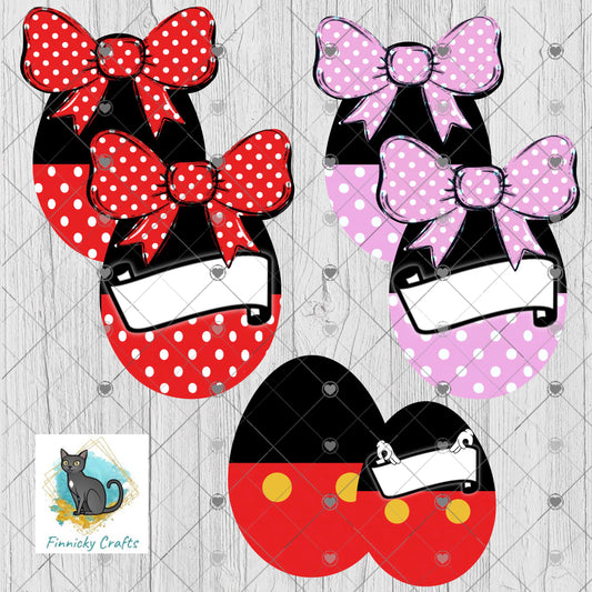 Easter Eggs with Bows – Sublimation Design (PNG), Digital Design, DTF, Polka dots, girls, boys