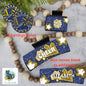 Cheer Hair Clip, Large and Small and Earrings - Add Personalization or comes with “Cheer” Digital Download - Blue and Gold