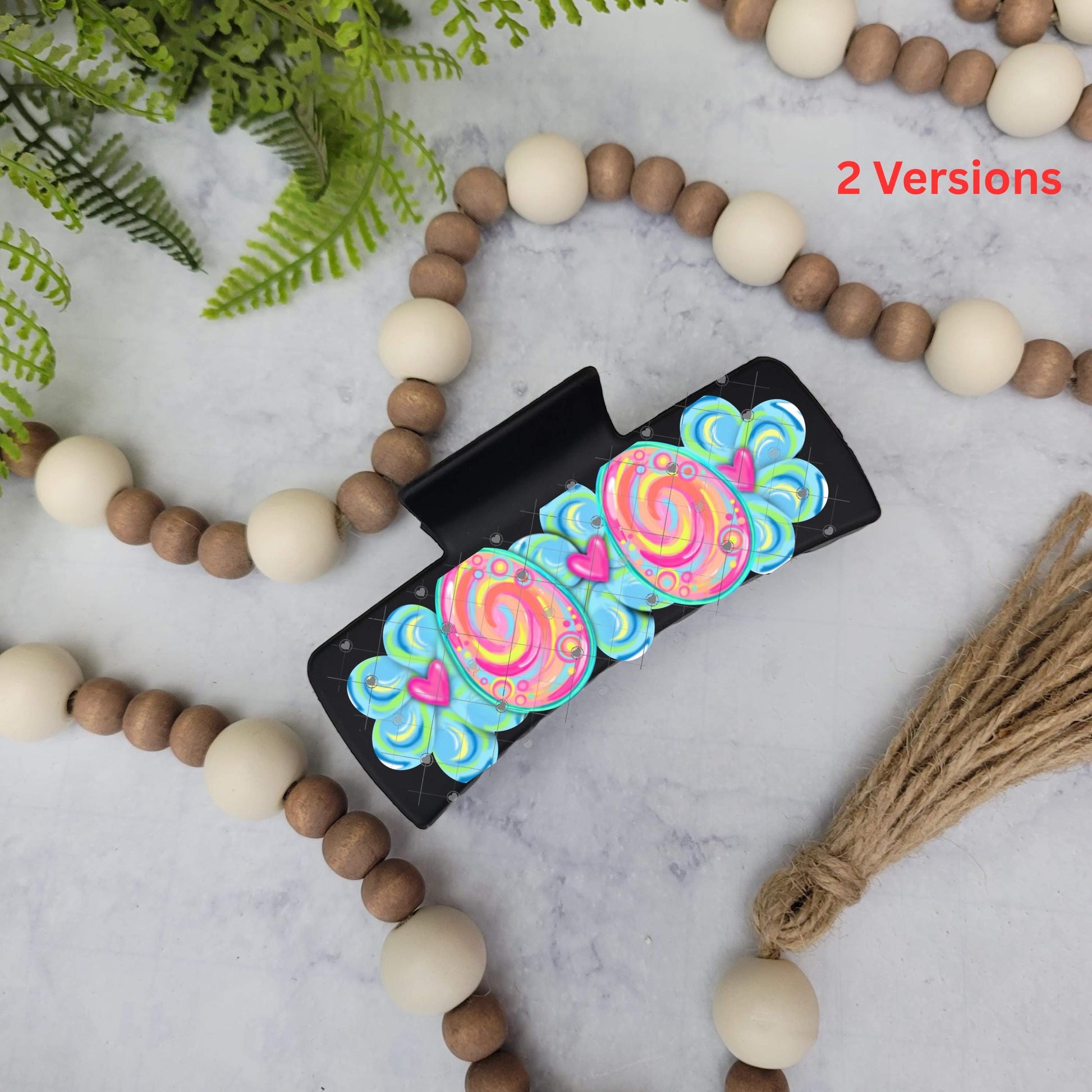 Flowers and Easter Eggs Hair Clip, Sublimation Design (Digital Designs)