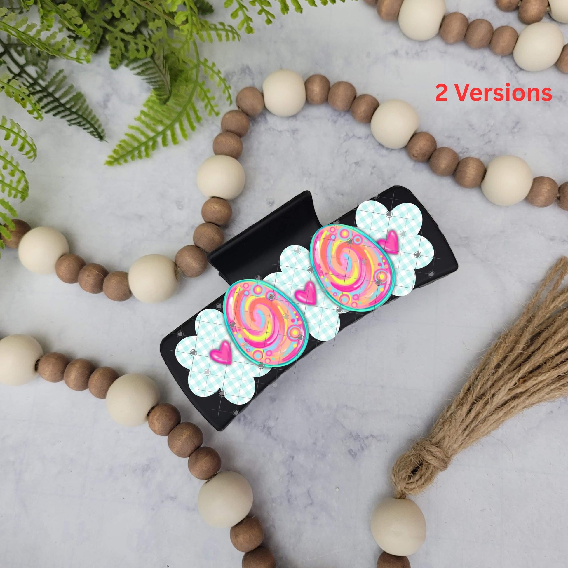 Flowers and Easter Eggs Hair Clip, Sublimation Design (Digital Designs)