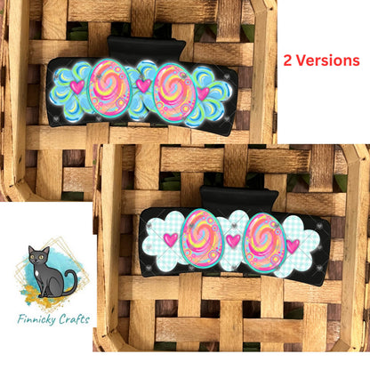 Flowers and Easter Eggs Hair Clip, Sublimation Design (Digital Designs)