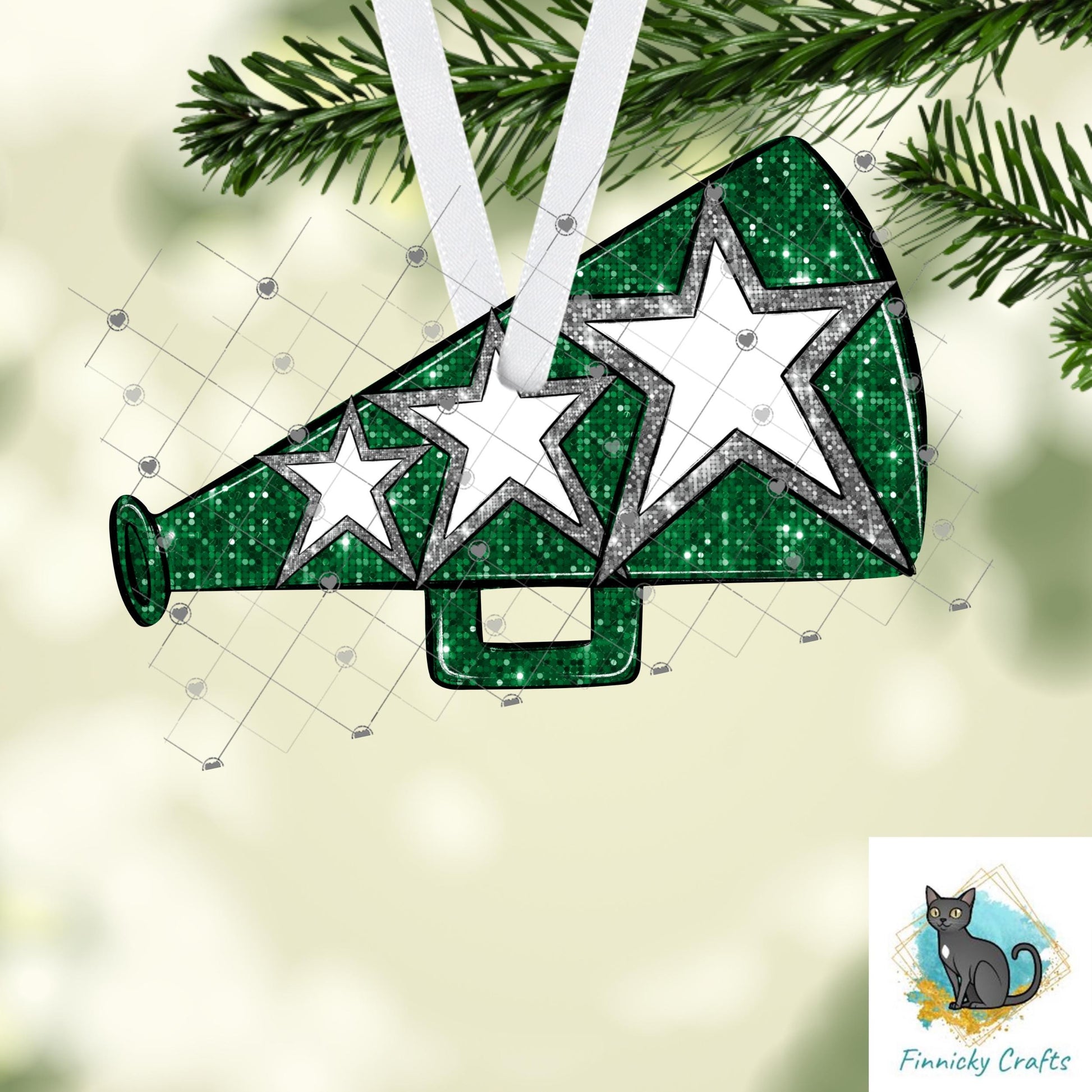 Megaphone, Cheer, Earrings, Badge Reel, Night Light, DTF, Ornament Add Personalization Christmas Ornament Digital File - 3 colors