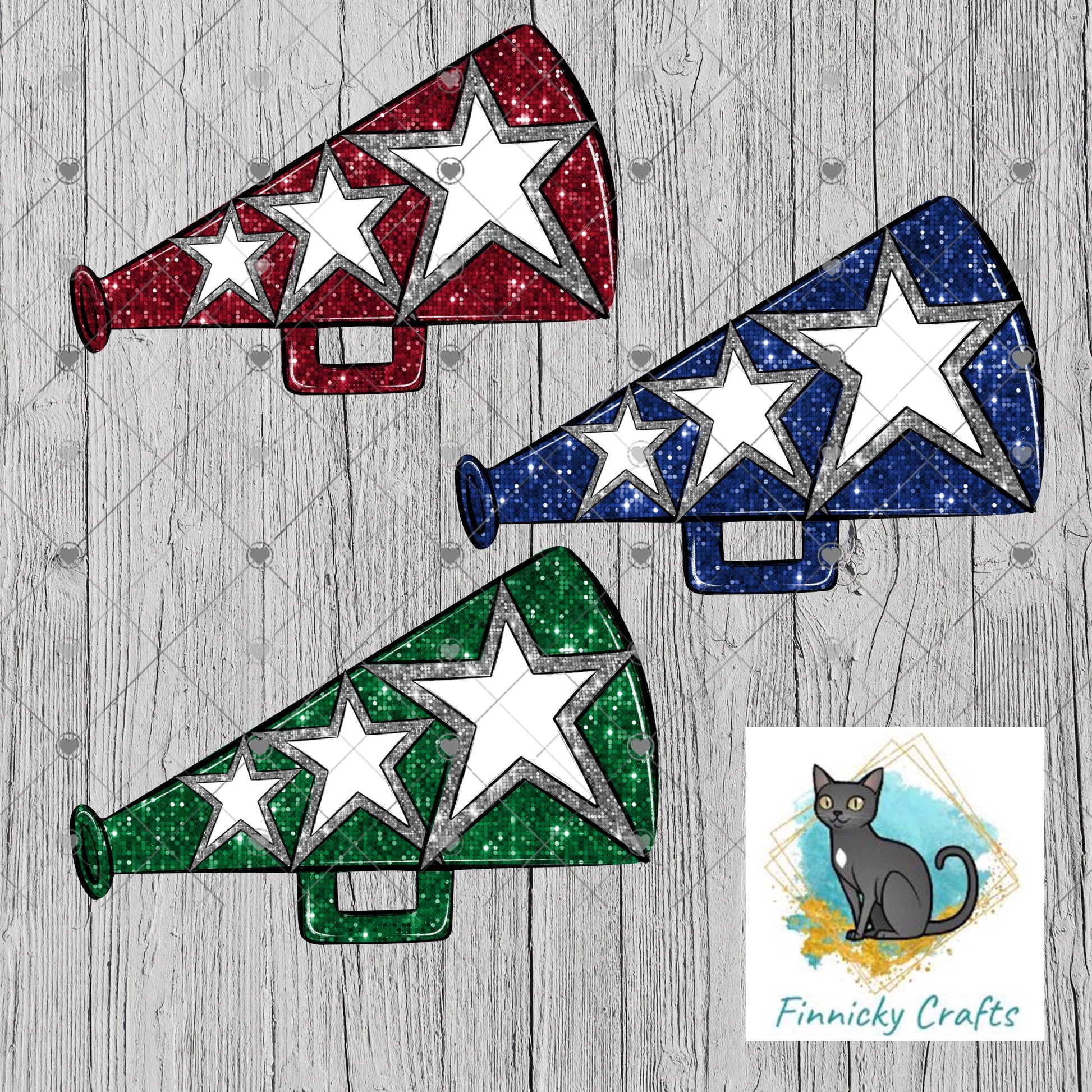 Megaphone, Cheer, Earrings, Badge Reel, Night Light, DTF, Ornament Add Personalization Christmas Ornament Digital File - 3 colors