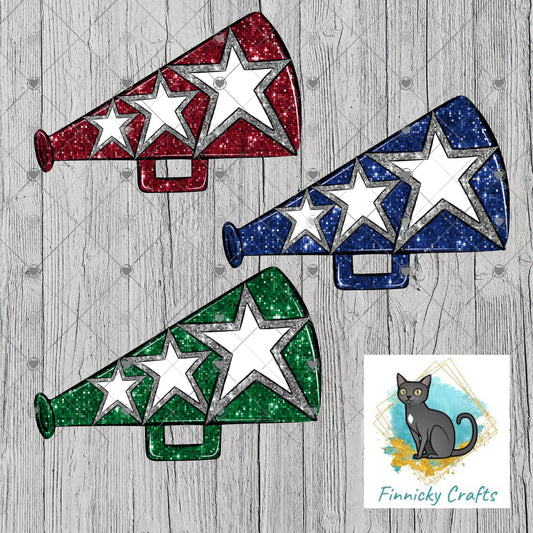 Megaphone, Cheer, Earrings, Badge Reel, Night Light, DTF, Ornament Add Personalization Christmas Ornament Digital File - 3 colors