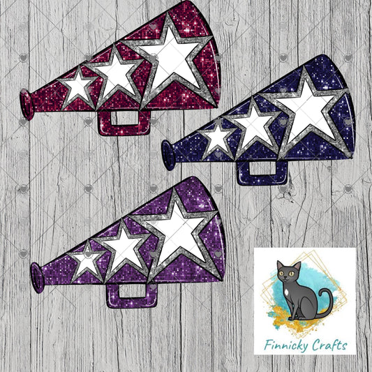 Megaphone, Cheer, Earrings, Badge Reel, Night Light, DTF, Ornament Add Personalization Christmas Ornament Digital File - 3 colors