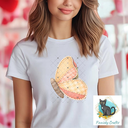 Patchwork Butterfly - Sublimation Design Png Template - Earrings, Necklace, Nightlight, Sign