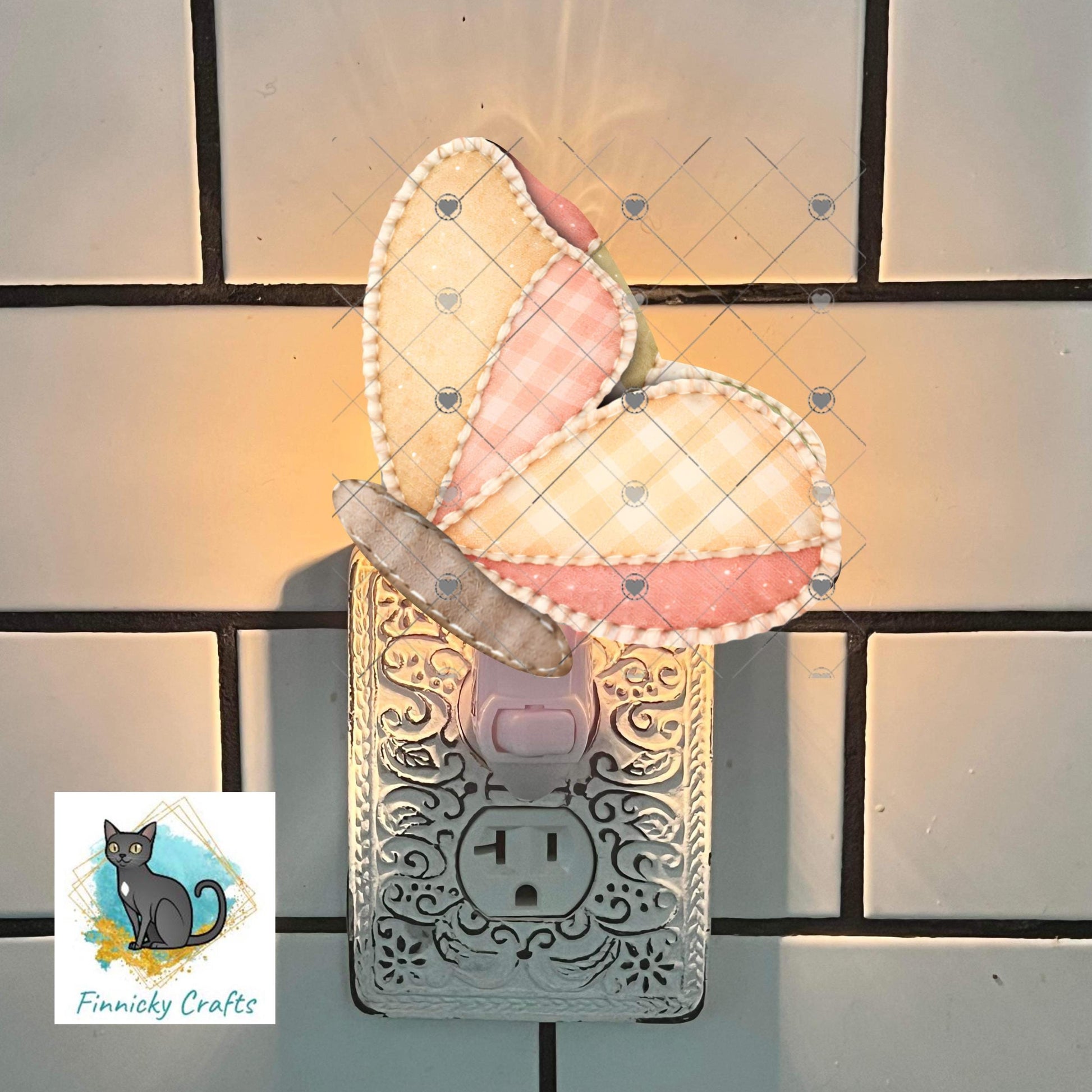 Patchwork Butterfly - Sublimation Design Png Template - Earrings, Necklace, Nightlight, Sign
