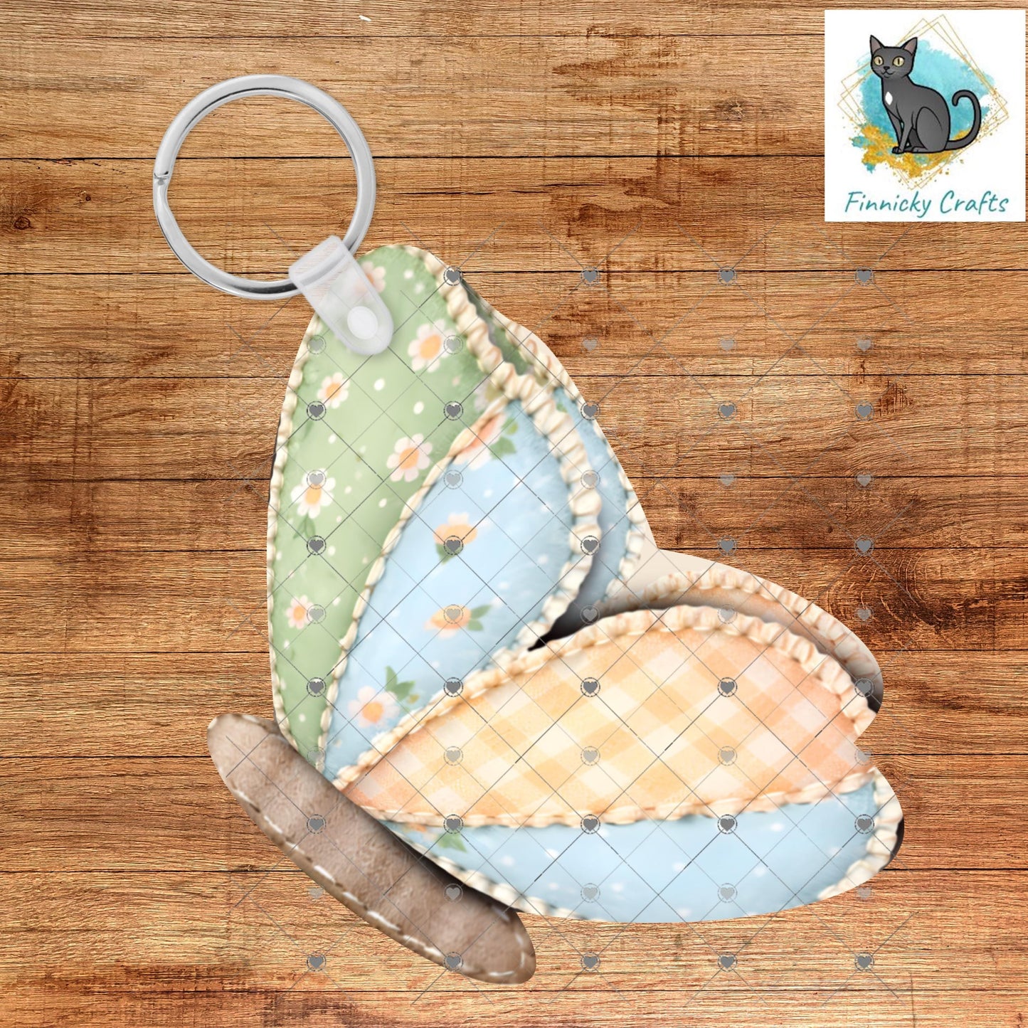 Patchwork Butterfly - Sublimation Design Png Template - Earrings, Necklace, Nightlight, Sign